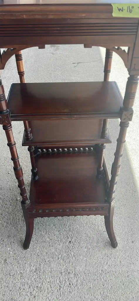 Vintage Wooden Accent Side Table with Shelves - BidRush Lot 83 in Bookcases & Shelving Units in Oakville / Halton Region - Image 4