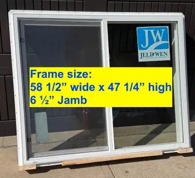 Jeldwen Window – Slider – Frame size 58.5” x 47.25”, View more