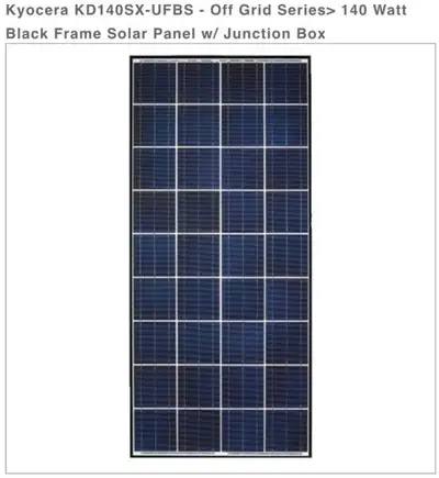 Kyocera KD140SX 140W Solar Panels (new), View more