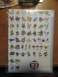 Rare Sealed Japanese Issue 7-Eleven Poster of Pokemon Characters