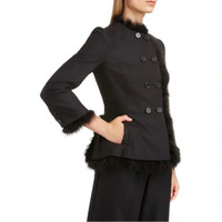 Simone Rocha feather trim Double Breasted jacket