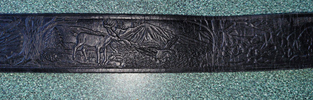 Nocona long horn buckle tooled leather belt in Arts & Collectibles in Red Deer - Image 4