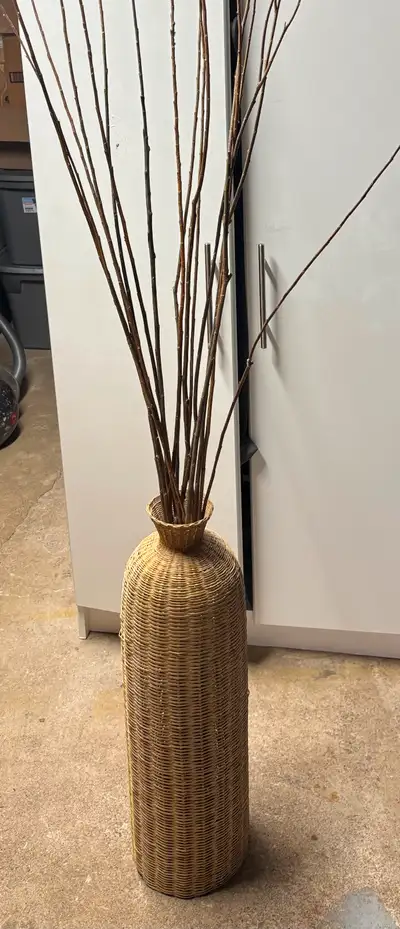 Tall wicker vase with branches from Dollarama, View more