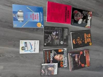 If the ad is up it's available. Set of drum learning materials. Some come with DVD or CDs to play al...