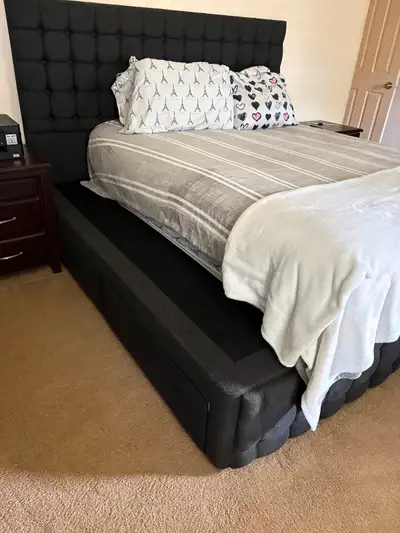 King Size upholstered bed frame with storage, View more