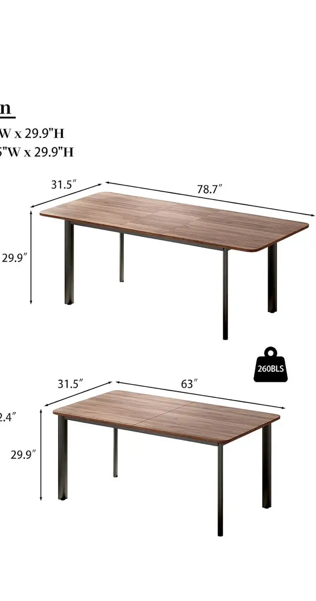 Brand new HIPIHOM 63"- 78.7" Extendable Dining Table Set for 6,  in Dining Tables & Sets in Hamilton - Image 3