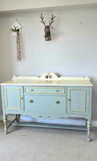 Vintage Blue and Cream Painted Sideboard/Buffet , View more