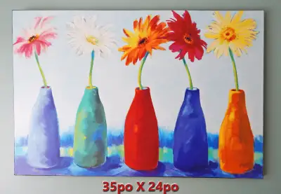 Toiles diverses: 1-Toile***FLEURS en POT*** Dimension: 35 po (largeur) X 24 po (hauteur) à 20$ 2-Toi...