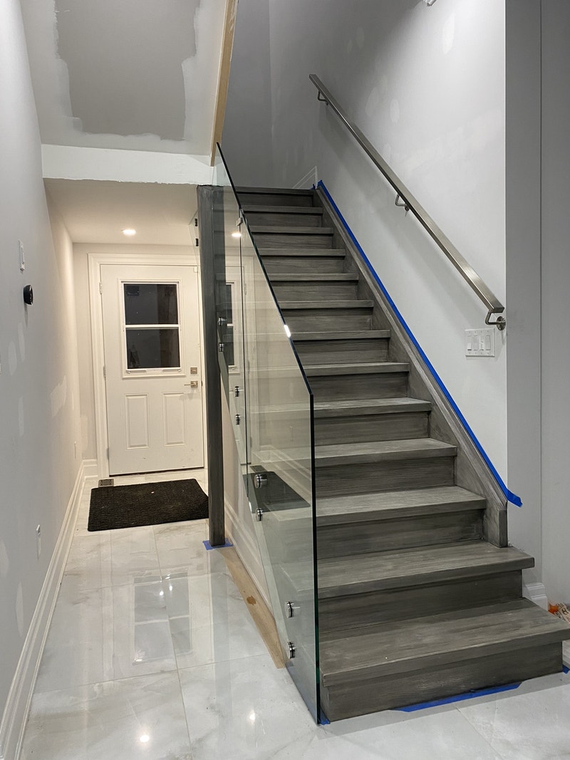 GLASS RAILING STAIRS DECKS OFFICE ENTRANCES PARTITIONS ENCLOSURE