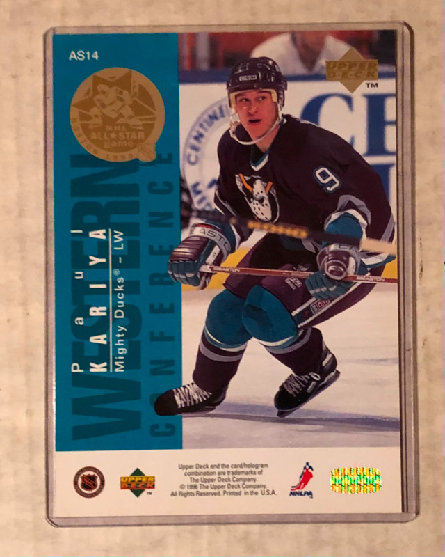 1995-96 UD NHL All-Star #AS14 Kariya / LeClair Rare card in Arts & Collectibles in Calgary - Image 2