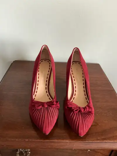 Red suede shoes, View more