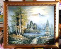 Solid wood gold frame hand painted oil painting on canvas28"x24"