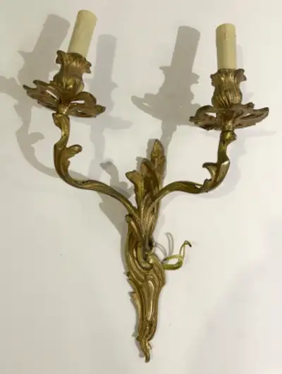 Applique murale ancienne dorée, en bronze, style Louis XV, View more