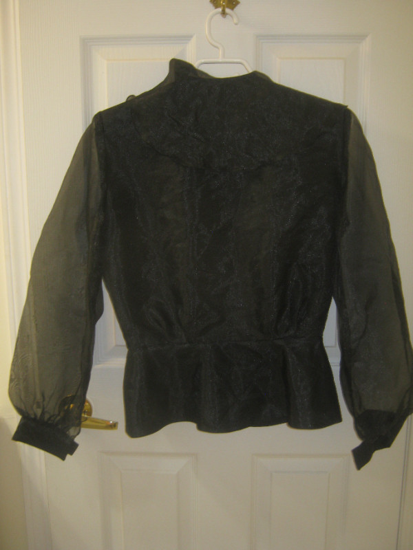 Fancy black frilly chiffon party blouse, size L in Women's - Tops & Outerwear in Oshawa / Durham Region - Image 2