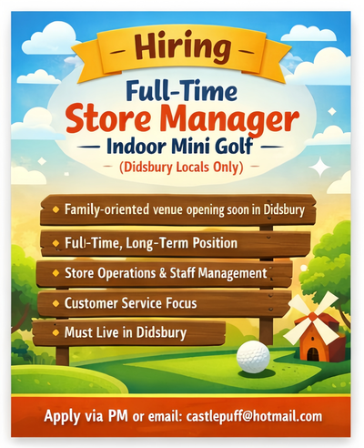 Hiring | Full-Time Store Manager – Indoor Mini Golf (Didsbury), View more