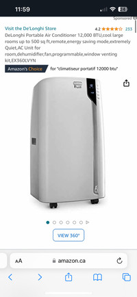 Brand new De’longhi portable air conditioner 12,000 BTU