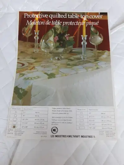 Large Oval Padded Quilted Dining Room Table Cover, View more