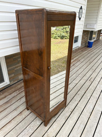 Antique 1930’s Wood Wardrobe With Mirror