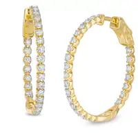 18 KT YELLOW GOLD Diamond earring , Certified 
