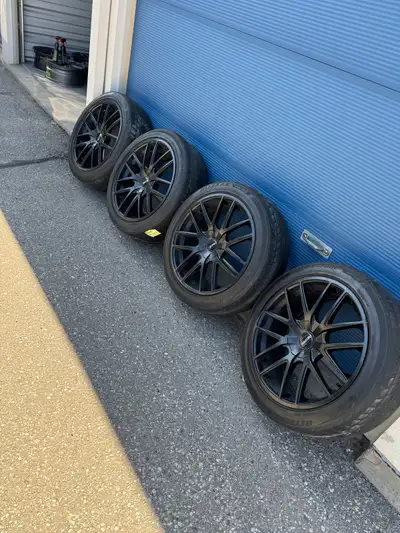 20-Inch Audi rims S line rims Audi wheels • Satin Black, Set of 4 • 5x112 Bolt Pattern • TPMS Sensor...