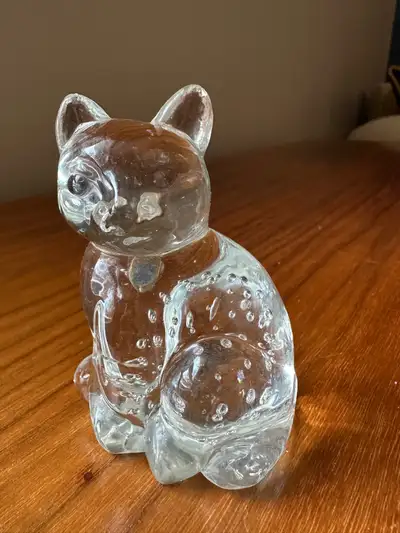 Vintage Clear Glass Cat Figurine – 3” tall, View more
