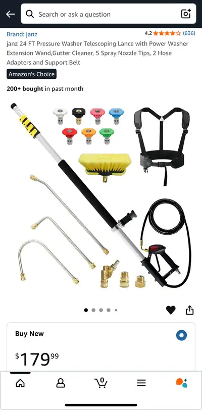 24 FT Pressure Washer Telescoping Lance Power Washer Extension Wand Gutter Cleaner 5 Spray Nozzle Ti...