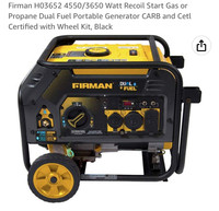 Duel fuel Firman H03652 4550/3650 Watt Generator