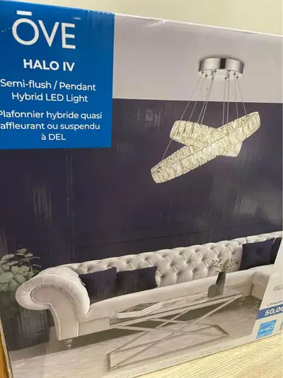 Pendant LED Integrated Light in Chrome Flush Chandelier, View more