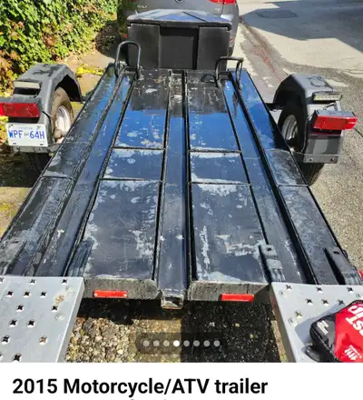 2015 ubuilt atv/motorcyle trailer with storage box and ramps. Registered $1500 LOGAN LAKE. $1500