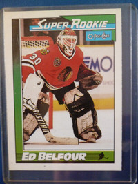 Ed Belfour Chicago Blackhawks Super Rookie OPC hockey card 1991