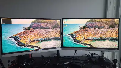 Used: dual HP 23es monitors w/AnthroDesk dual mount, View more