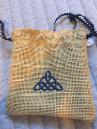 Burlap Drawstring, Unique Bags with Machine Embroidery