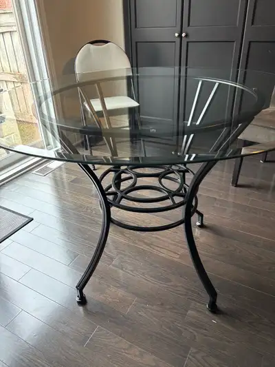 Glass round dining table, View more