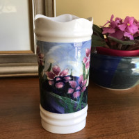 Vintage Ken Chernavitch Handmade Studio Floral Ceramic Vase MB