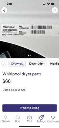Whirlpool dryer parts 