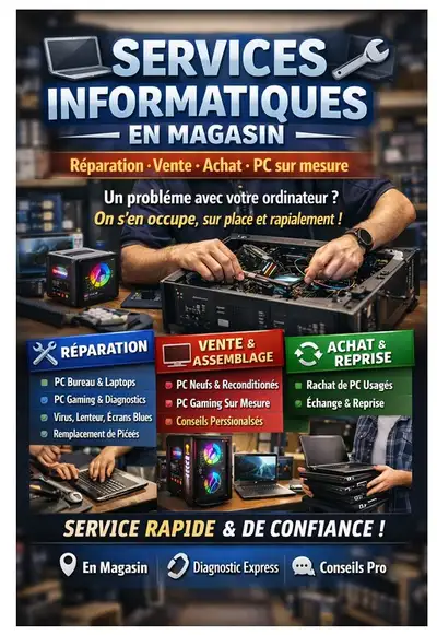 Réparation • Vente • Achat • PC Gaming • Laptop, View more