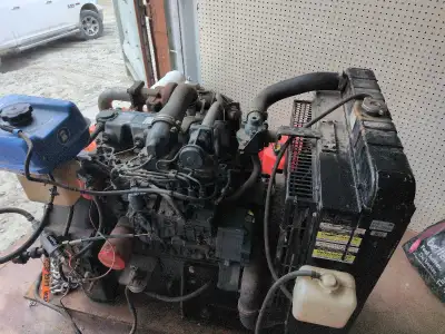 Kubota V3800 turbocharged 4-cylinder industrial diesel engine removed from a pump package. Estimated...