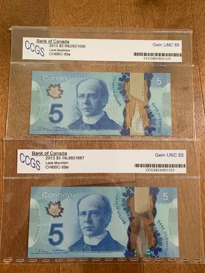 Two 2013 5$ bills, View more