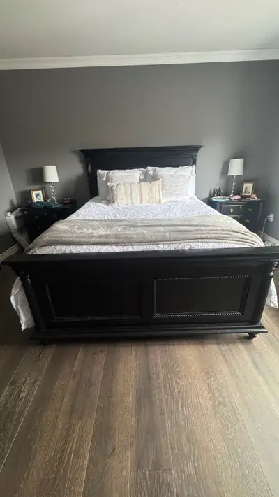 Black Solid Wood Panel Bed, View more