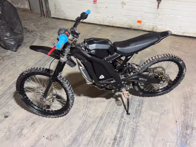 Surron xtreme x Goes 120 kmh, yes, not for kids. upgraded bat 82v 3800$, controler 900$, charger350$...