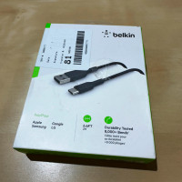 Belkin PVC USB-A-To-USB-C Cable, 6.6', Black