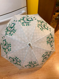 Vintage Large Alfred Sung Nylon Umbrella Wood Handle Floral