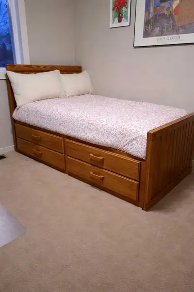 Twin Captain's Bed w Storage Drawers, Dresser, Mirror, Mattress, View more