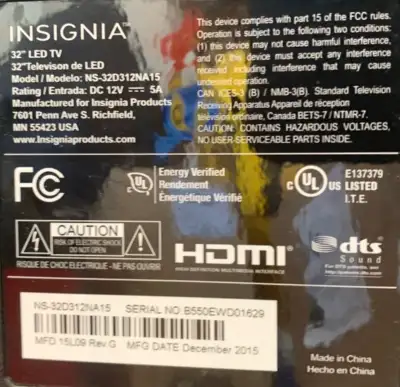 Looking for a 32 inch insignia TV. Specifically looking for model number NS-32D312NA15. If you have...