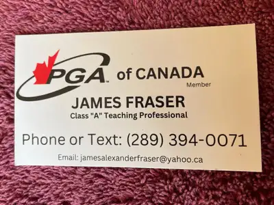 PGA of Canada Class "A" Teaching Professional (25+ years experience) Affordably priced. All lessons...