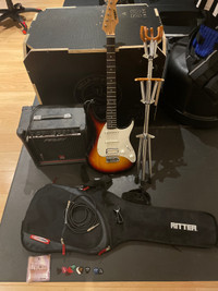 Peavey Electric Guitar with amp and stand
