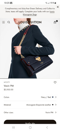 Authentic Louis Vuitton Vavin PM Empreinte Marine Rouge Bag