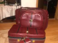 Beautiful Vintage Red Leather 4 piece Luggage set for Sale!!!