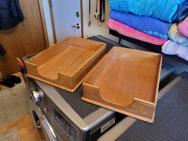 Two vintage oak document/letter trays in Desks in Saskatoon