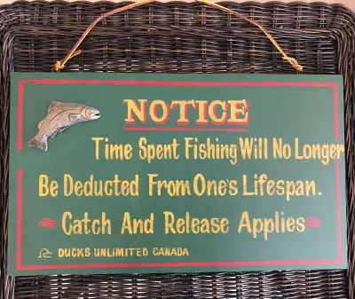 Ducks Unlimited wood fishing sign, View more